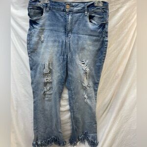 Elite jeans faded & Distressed fringed Blue Jeans for Women sz 15/16